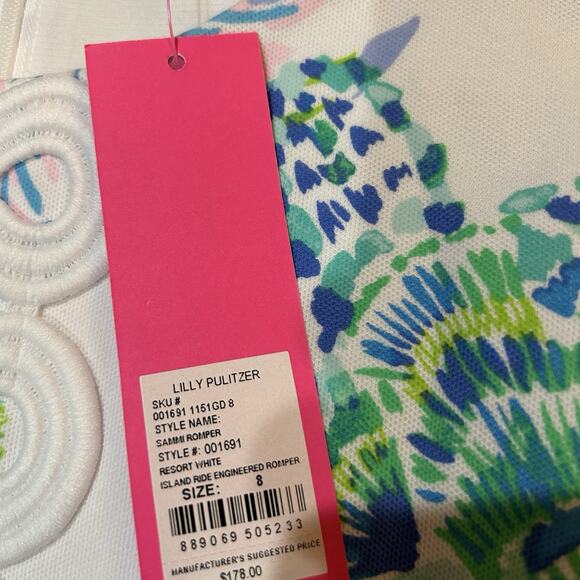 Lilly Pulitzer NWT Women's Size 8 Sammi Romper Dress in Resort White Preppy Blue - Picture 11 of 11